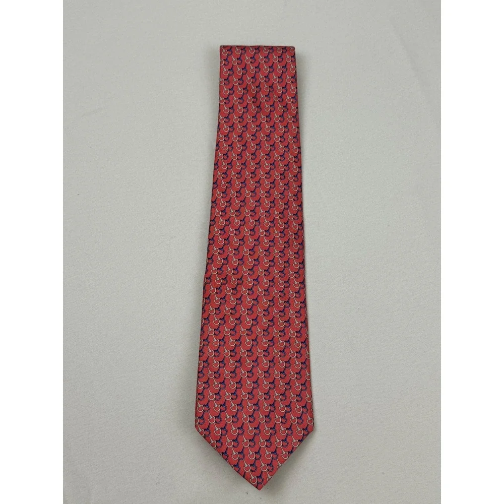 Brooks Brothers‎ Necktie Men 60x3.75 Red Horsebit Stirrup Silk Equestrian Print
